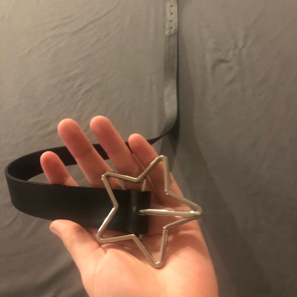 Black belt with silver star buckle